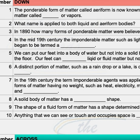 Learning Packet cw 042825 Crossword Ponderable Matter