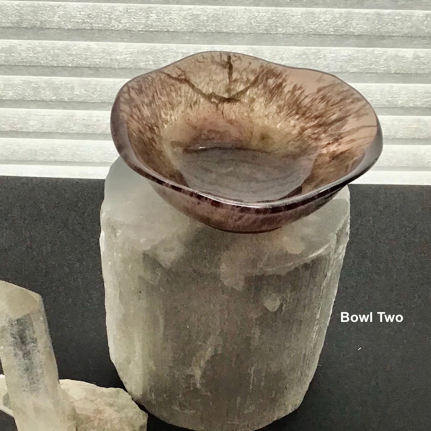 Delicate Fluorite bowl on selenite column