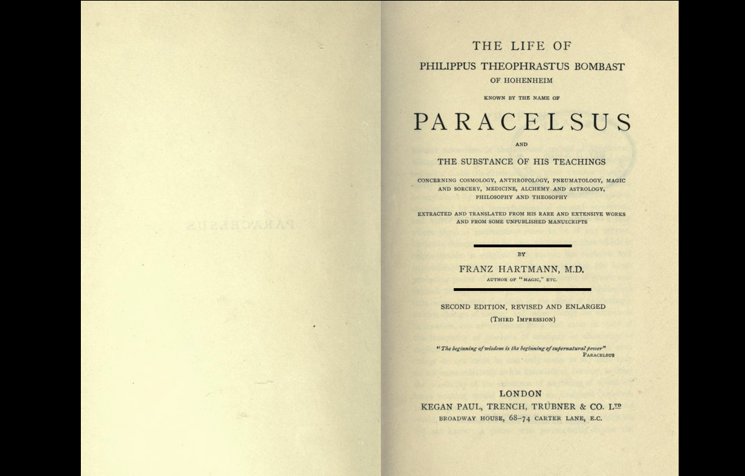 Paracelsus -book by Franz Hartman