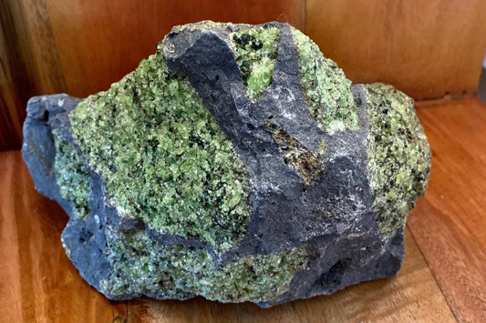 peridot crystals on basalt 