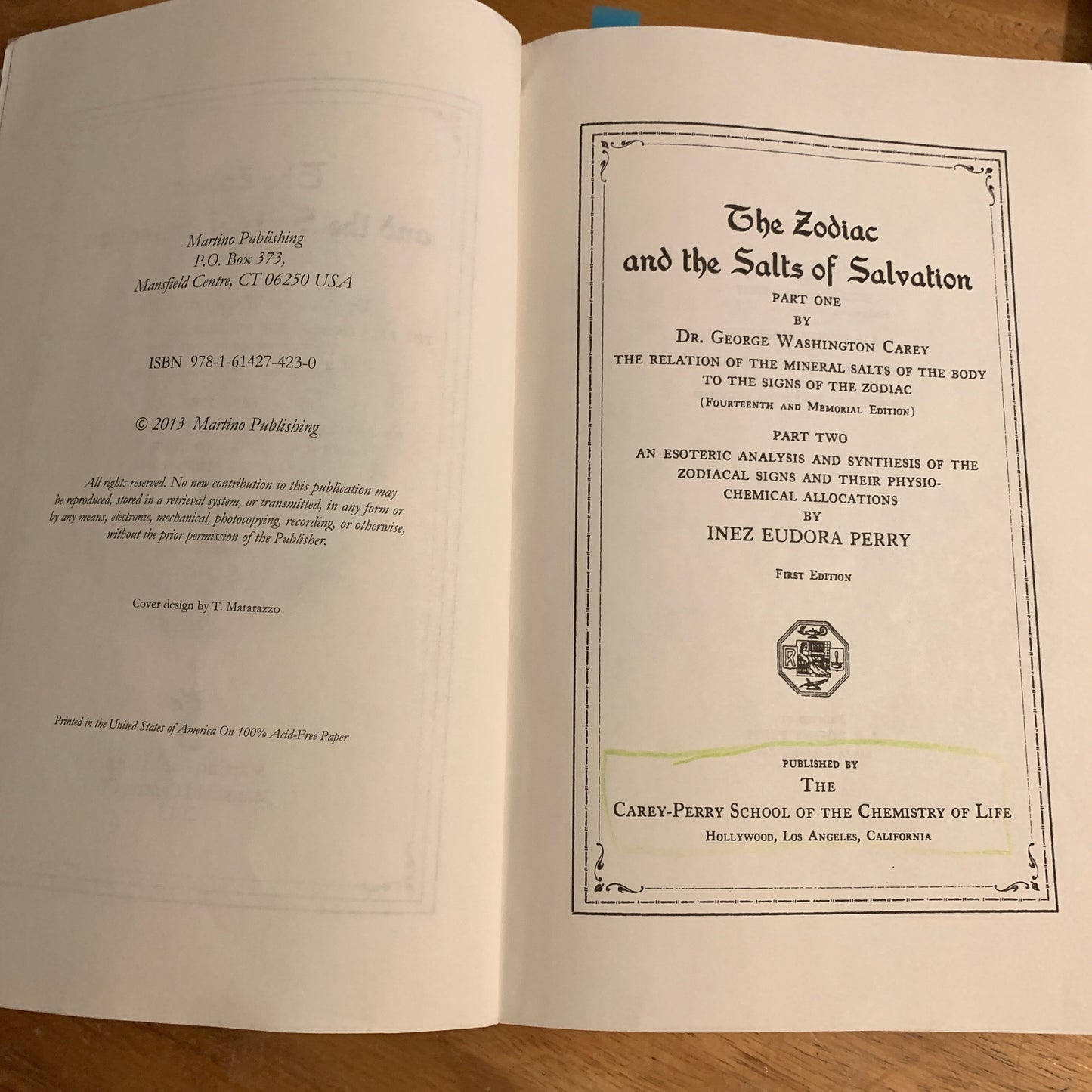 The Zodiac and the Salts of Salvation - Carey and Perry