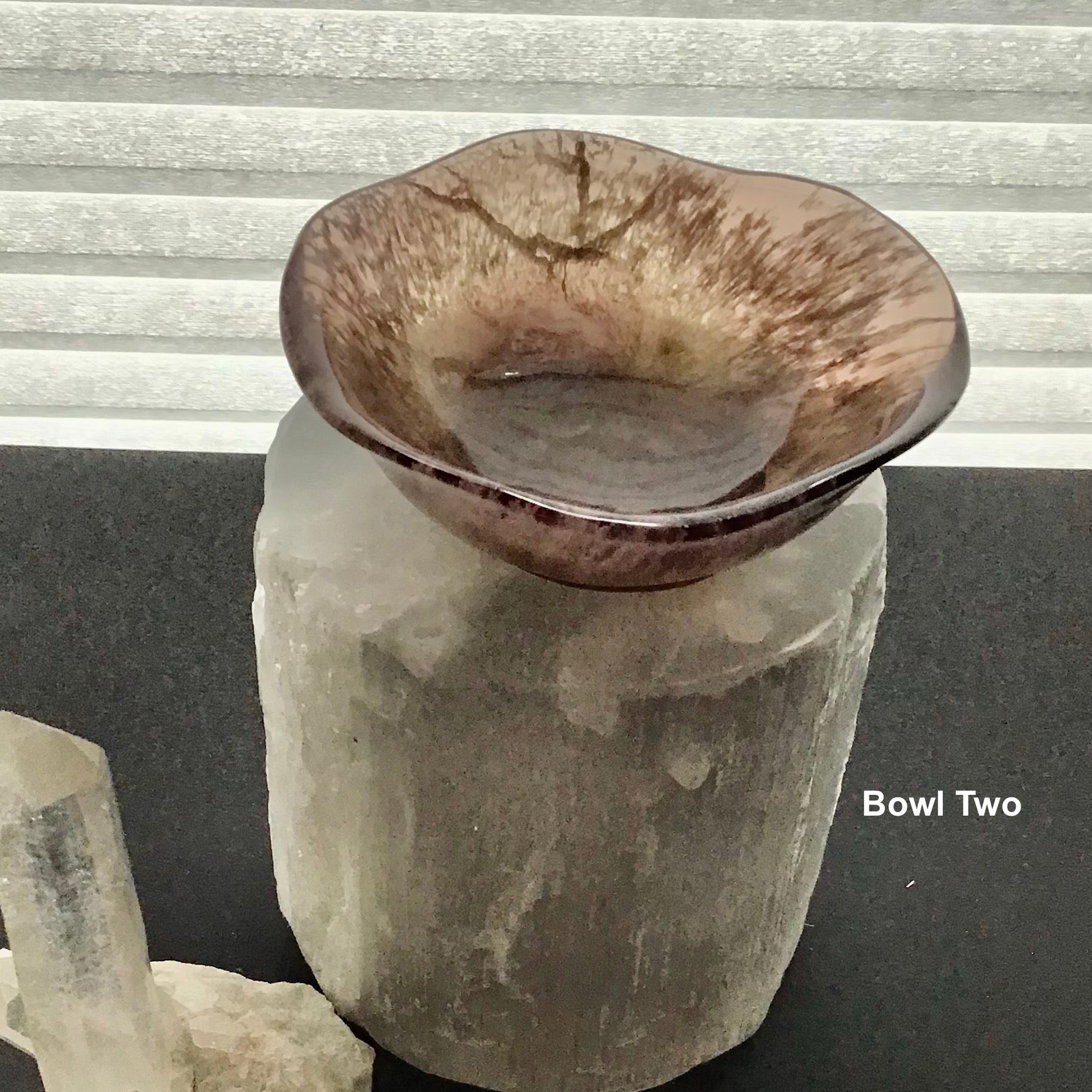 Delicate Fluorite bowl on selenite column
