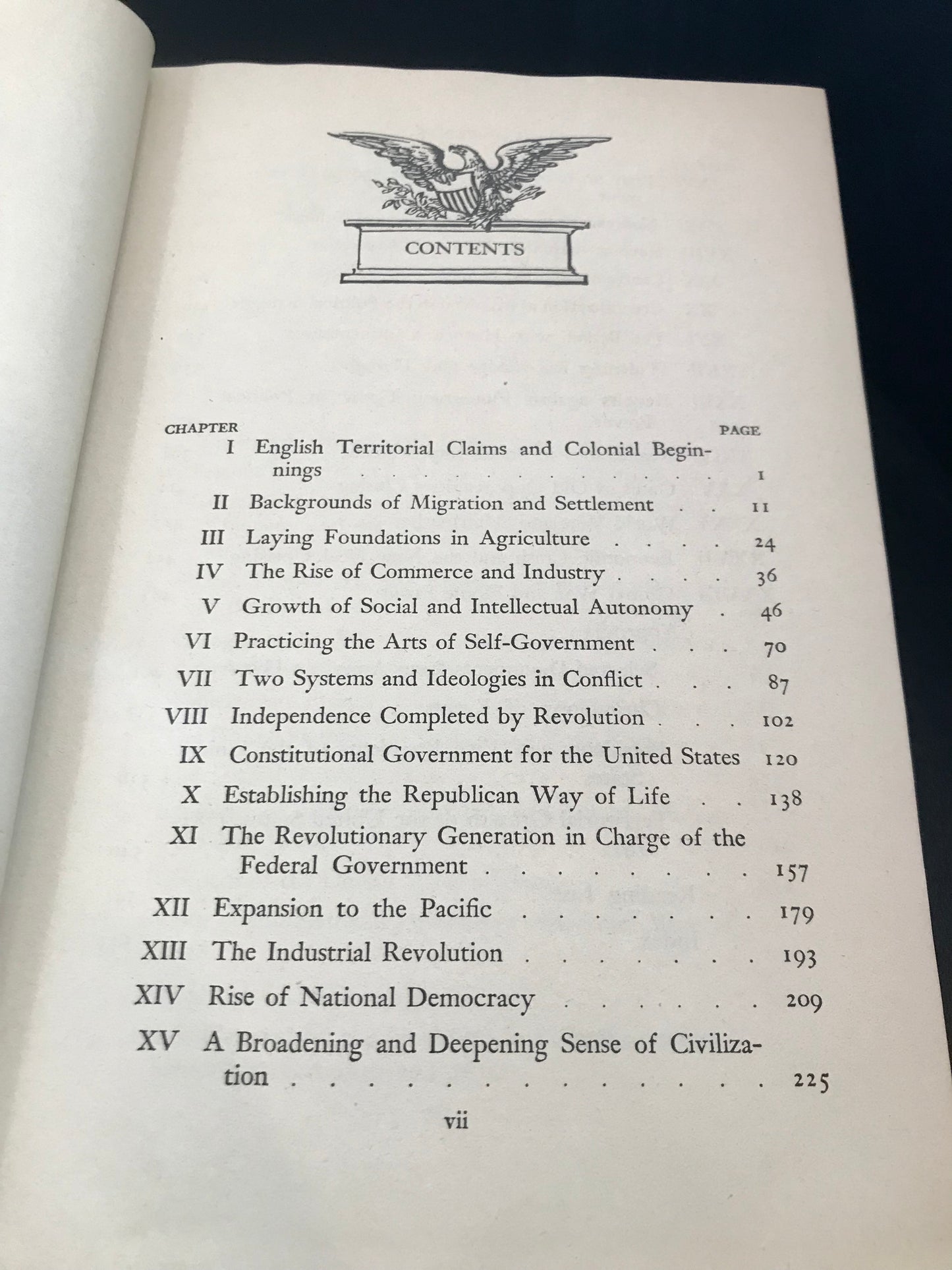 History Bookof the United States classic - table of contents