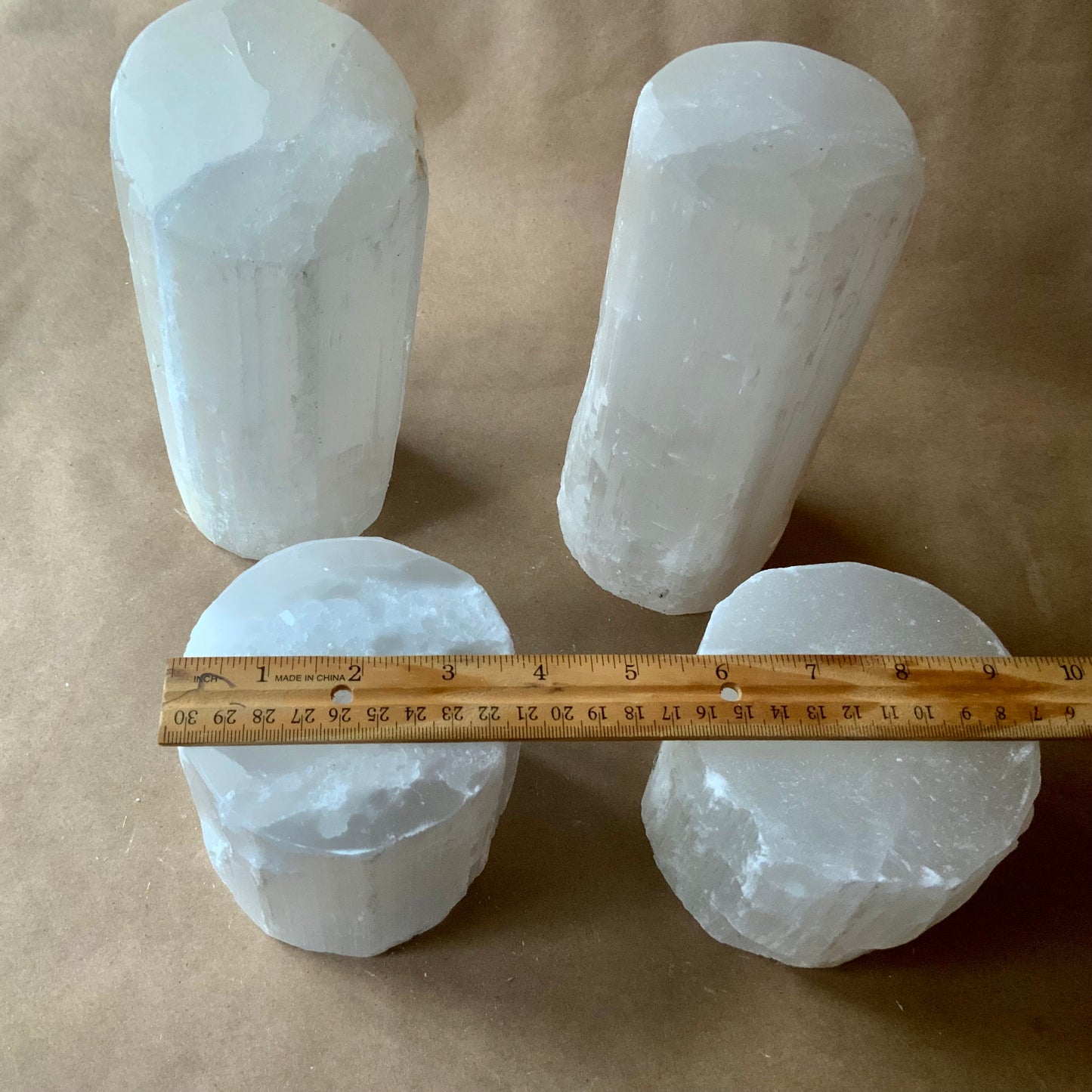 Selenite Lamps showing measurement of smaller size