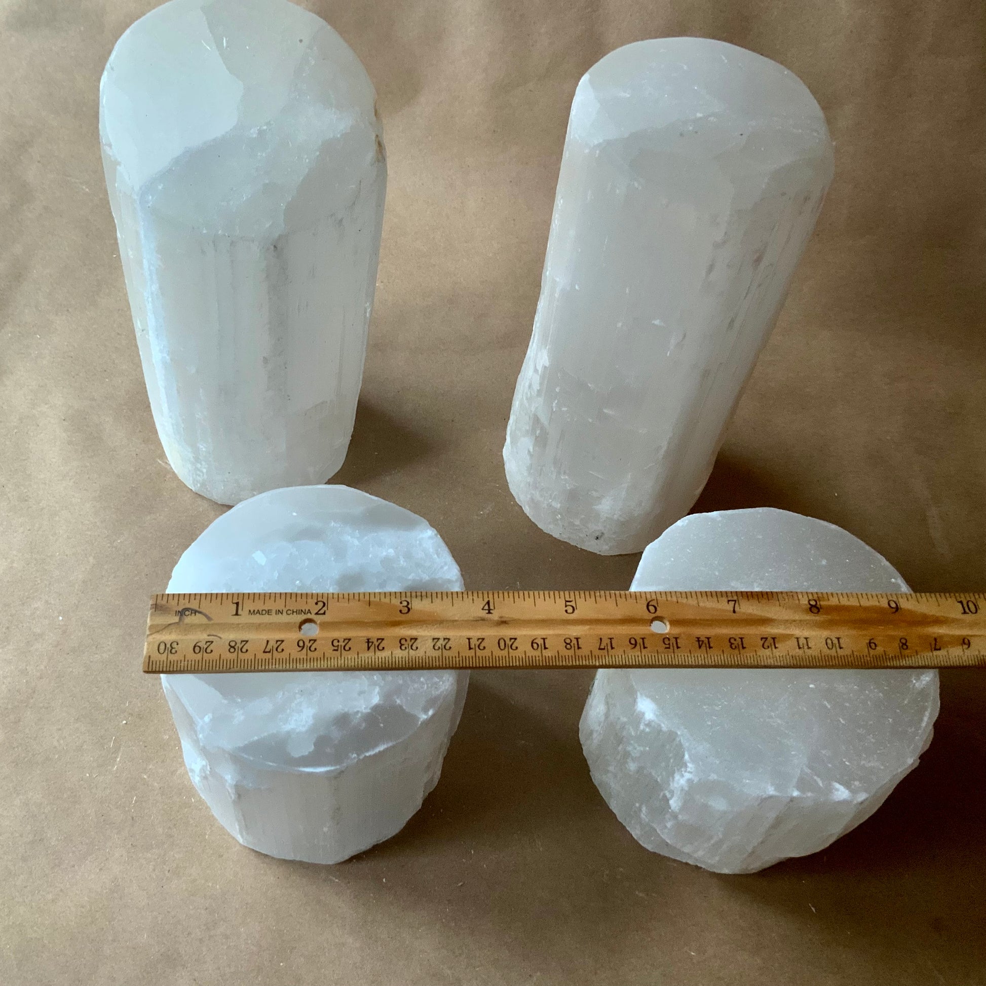 Selenite Lamps showing measurement of smaller size