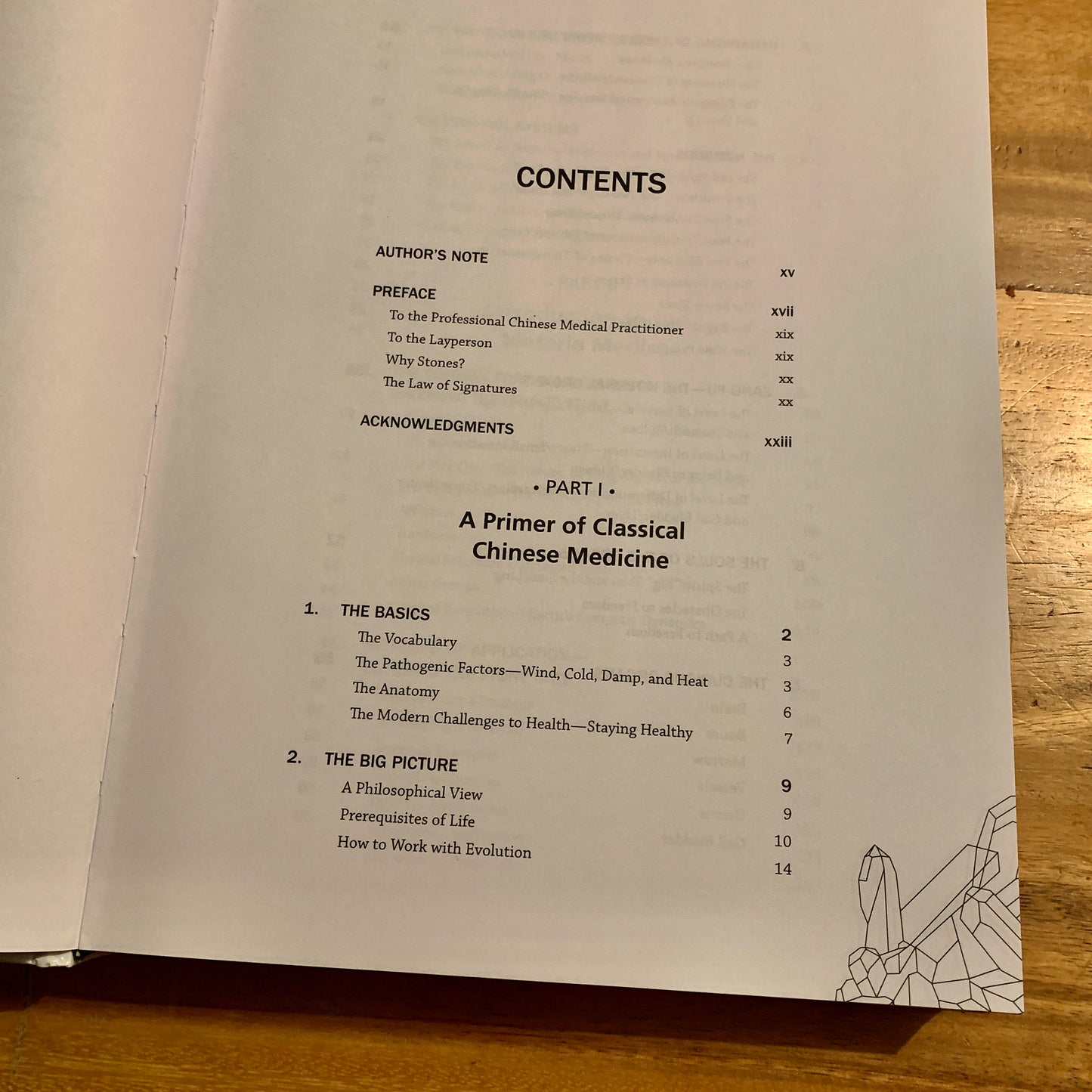 Stone Medicine book contents page