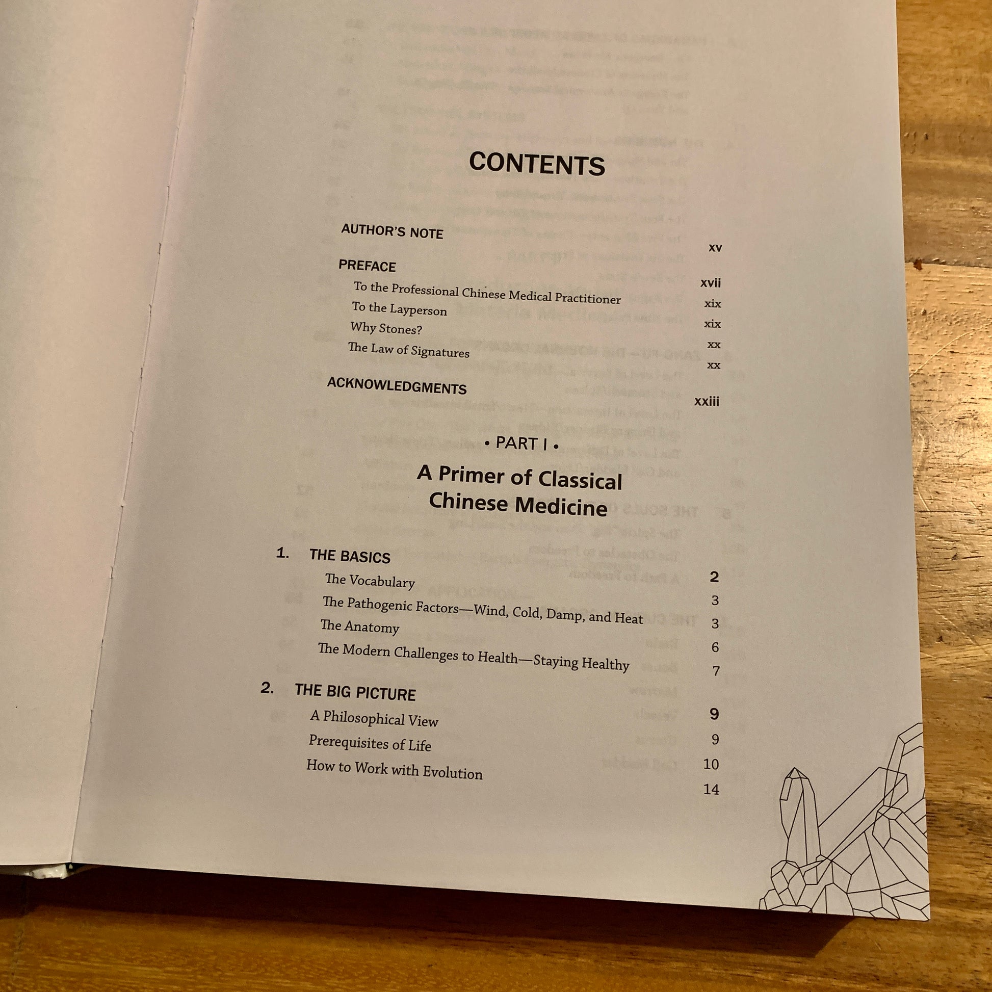 Stone Medicine book contents page