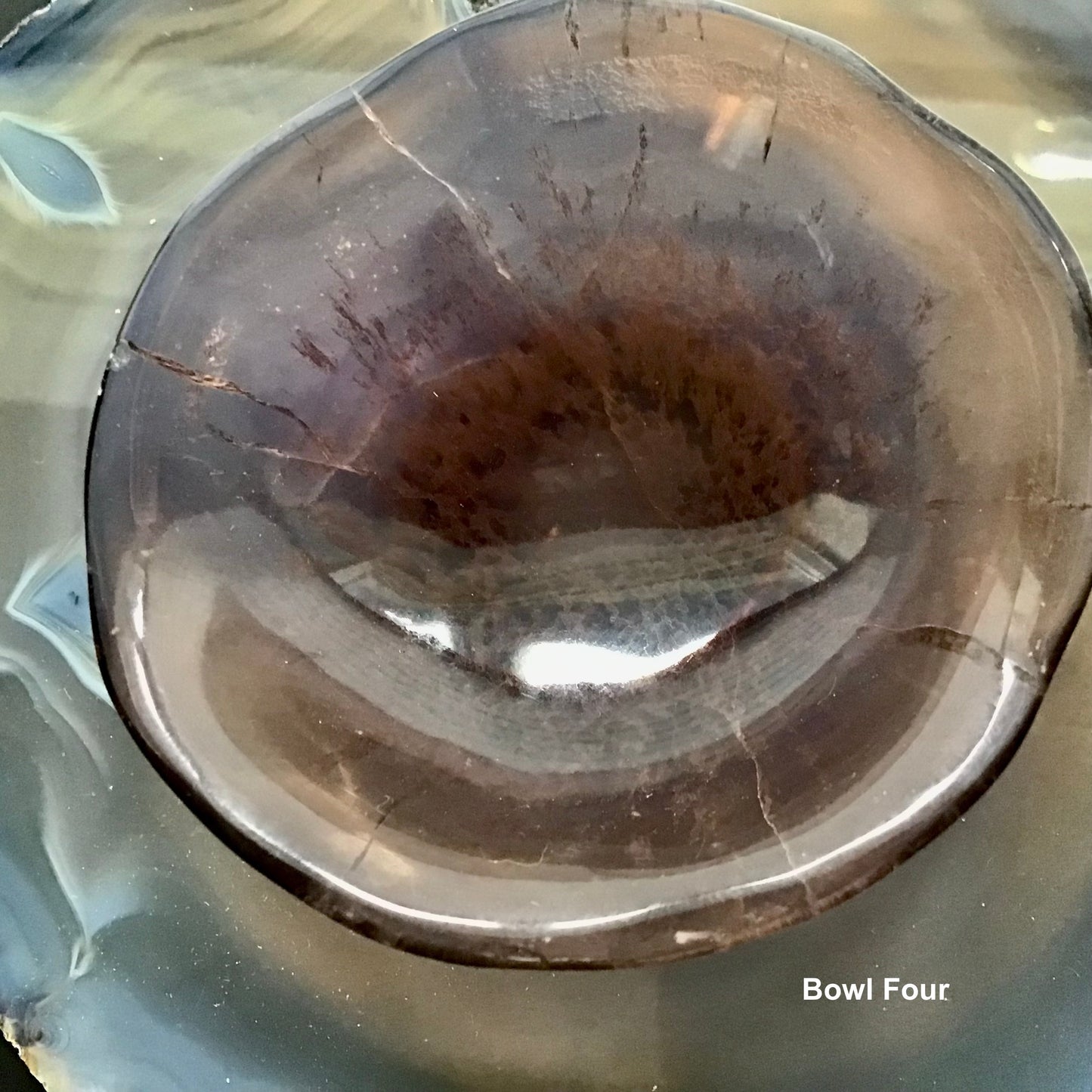 agate slice and fluorite bowl