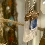 blue kyanite with selenite pendant