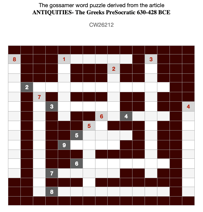 CROSSWORD #26212cw  PreSocratic Greek Philosophers $1