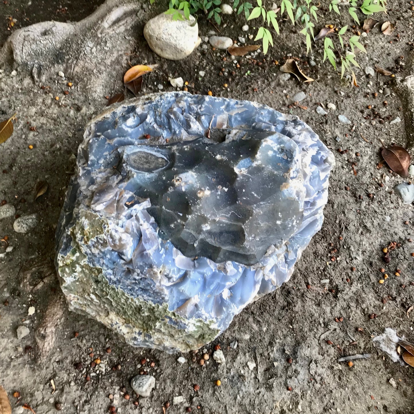 landscape with lepidolite boulder calm and blue