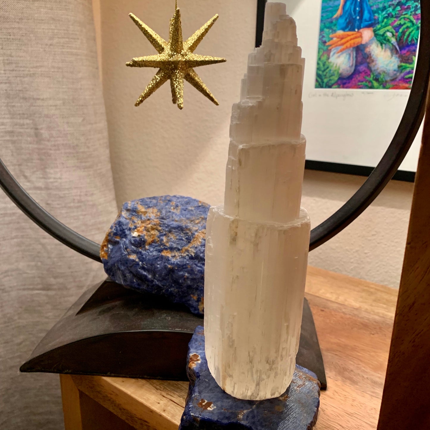 selenite on a sodalite rock