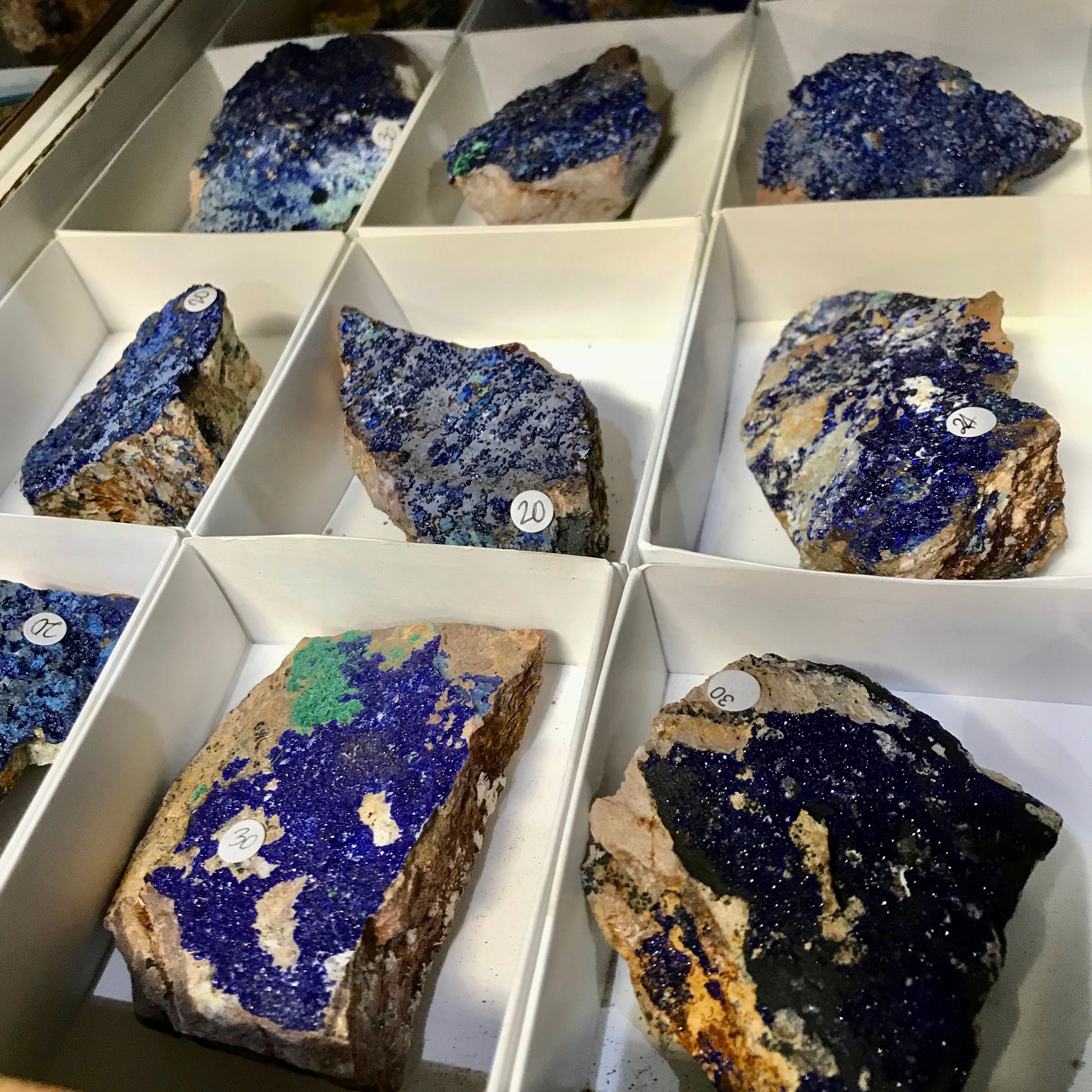 small specimens of azurite