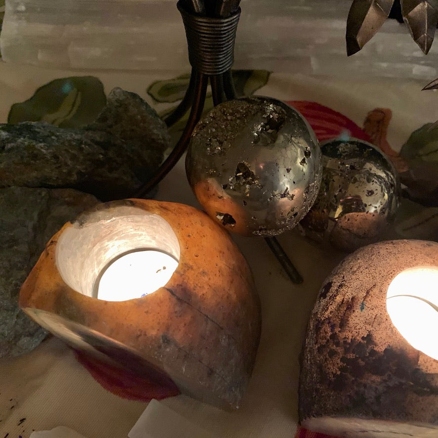 stone luminaries for holiday ambiance